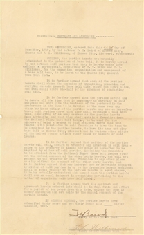  Founding One-Page Document Of The Kansas City Monarchs To Join The Negro National League Signed By J.L. Wilkinson On December 22, 1919 (PSA/DNA)- A Founding Document of the Negro Leagues
